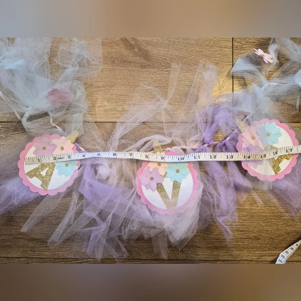 Custom AVA Unicorn Party Banner with Tulle and Glitter Accents